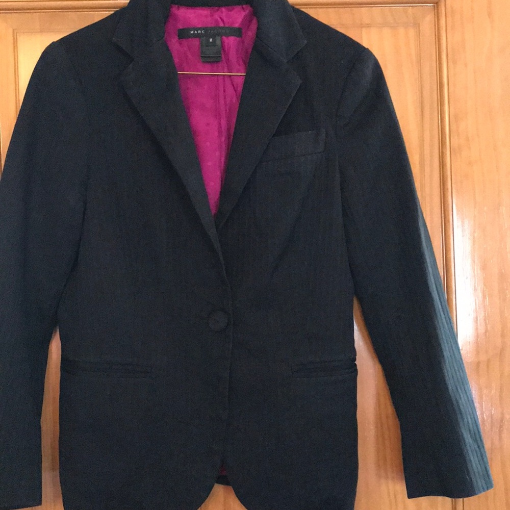Marc by Marc Jacobs Women's Black Blazer with Pink Lining